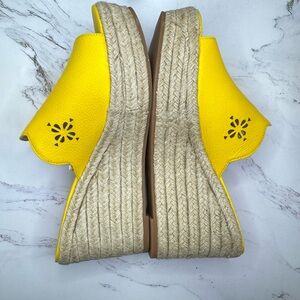 Kate Spade Tenley Espadrille Wedge Mule Platform Sandal Yellow Leather sz(10)